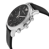 Emporio Armani Luigi Chronograph Black Dial Black Leather Watch For Men - AR1828 Authentic Buy Shop Now