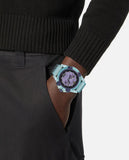 Versace Icon Active Chronograph Purple Dial Blue Silicone Strap Watch For Men - VEZ701523 Authentic Buy Shop Now