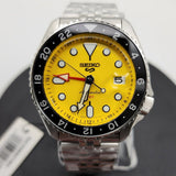 Seiko 5 Sport SKX GMT US Special Creation Automatic Yellow Dial Silver Steel Strap Watch for Men - SSK017K1 Authentic Buy Shop Now
