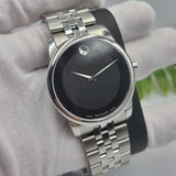 Movado Museum Classic Black Dial Silver Steel Strap Watch For Men - 606504 Authentic Buy Shop Now
