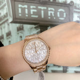 Michael Kors Layton Three Hand Silver Dial Rose Gold Steel Strap Watch For Women - MK7297 Authentic Buy Shop Now