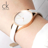 Calvin Klein Rebel White Grey Dial White Leather Strap Watch for Women - K8P236L6 Authentic Buy Shop Now