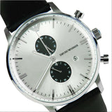 Emporio Armani Gianni White Dial Black Leather Strap Watch For Men - AR0385 Authentic Buy Shop Now