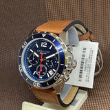 Coach Kent Chronograph Blue Dial Brown Leather Strap Watch for Men - 14602560 Authentic Buy Shop Now