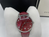 Gucci G-Timeless Mother of Pearl Red Dial Red Leather Strap Watch For Women - YA1264041 Authentic Buy Shop Now