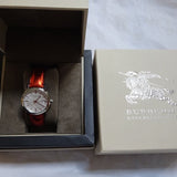Burberry The City Silver Dial Orange Leather Strap Watch for Women - BU9121 Authentic Buy Shop Now