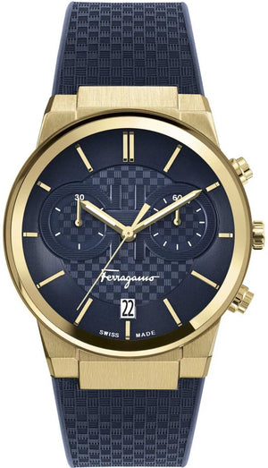 Salvatore Ferragamo Sapphire Chrono Blue Dial Blue Silicone Strap Watch for Men - SFME00221 Authentic Buy Shop Now