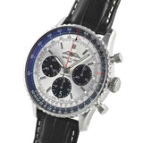 Breitling Navitimer B01 Chronograph 43 Silver Dial Black Leather Strap Watch for Men - AB0138241G1P1 Authentic Buy Shop Now
