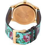 Gucci G Timeless Floral Turquoise Dial Turquoise Leather Strap Watch For Women - YA1264085 Authentic Buy Shop Now