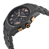 Emporio Armani Valente Ceramica Chronograph Black Dial Black Steel Strap Watch For Men - AR1410 Authentic Buy Shop Now