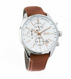 Hugo Boss Grand Prix White Dial Brown Leather Strap Watch for Men - 1513475 Authentic Buy Shop Now