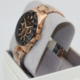 Michael Kors Layton Chronograph Black Dial Rose Gold Steel Strap Watch For Men - MK8824 Authentic Buy Shop Now