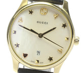 Gucci G-Timeless Mother of Pearl Dial Black Leather Strap Watch For Women - YA126589 Authentic Buy Shop Now