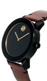 Movado Bold Black Dial Brown Leather Strap Watch For Men - 3600305 Authentic Buy Shop Now