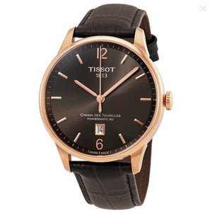 Tissot T Classic Chemin Des Tourelles Powermatic 80 Brown Dial Brown Leather Strap Watch for Men - T099.407.36.447.00 Authentic Buy Shop Now