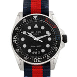 Gucci Dive Black Dial Red & Blue Nylon Strap Watch For Men - YA136210 Authentic Buy Shop Now