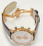 Emporio Armani Gianni Classic Chronograph White Dial Brown Leather Strap Watch For Men - AR0398 Authentic Buy Shop Now
