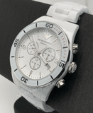 Emporio Armani Ceramic Chronograph White Dial White Ceramic Strap Watch For Men - AR1424 Authentic Buy Shop Now