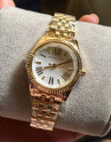 Michael Kors Lexington Quartz Silver Dial Gold Steel Strap Watch For Women - MK3229 Authentic Buy Shop Now