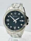 Bulova Diamond Accent Black Dial Silver Steel Strap Watch for Men - 96K106 Authentic Buy Shop Now