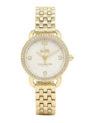 Coach Delancey Mother of Pearl Dial Gold Steel Strap Watch for Women - 14502478 Authentic Buy Shop Now