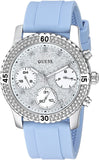 Guess Confetti Crystal Silver Dial Blue Rubber Strap Watch For Women - W1098L3 Authentic Buy Shop Now