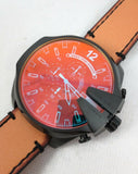 Diesel Mega Chief Chronograph Black Dial Brown Leather Strap Watch For Men - DZ4476 Authentic Buy Shop Now
