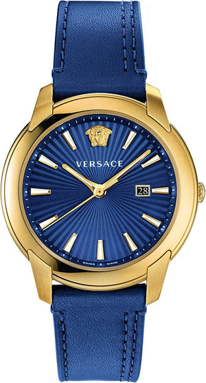 Versace V-Urban Quartz Blue Dial Blue Leather Strap Watch for Men - VELQ00319 Authentic Buy Shop Now