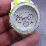 Marc Jacobs Rock Chronograph White Dial White & Green Silicone Strap Watch for Women - MBM2592 Authentic Buy Shop Now