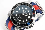 Gucci Dive Black Dial Red & Blue Nylon Strap Watch For Men - YA136210 Authentic Buy Shop Now