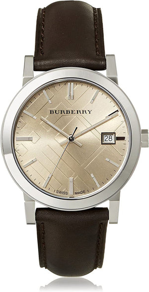 Burberry The City Gold Dial Brown Leather Strap Watch for Men - BU9011 Authentic Buy Shop Now