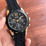 Guess Caliber Chronograph Black Dial Black Rubber Strap Watch for Men - W0864G3 Authentic Buy Shop Now