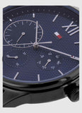 Tommy Hilfiger Damon Quartz Chronograph Blue Dial Black Steel Strap Watch for Men - 1791454 Authentic Buy Shop Now