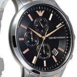 Emporio Armani Renato Chronograph Black Dial Two Tone Steel Strap Watch For Men - AR11165 Authentic Buy Shop Now