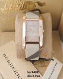 Burberry The Pioneer Rose Gold Dial Haymarket Brown Leather Strap Watch for Women - BU9408 Authentic Buy Shop Now