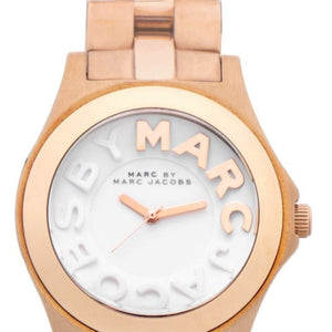 Marc Jacobs Rivera White Dial Rose Gold Steel Strap Watch for Women - MBM3135 Authentic Buy Shop Now