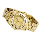 Marc Jacobs Henry Transparent Gold Dial Gold Steel Strap Watch for Women - MBM3338 Authentic Buy Shop Now