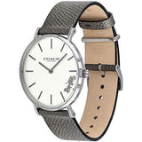 Coach Perry White Dial Grey Leather Strap Watch for Women - 14503155 Authentic Buy Shop Now