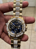 Bulova Crystal Collection Blue Dial Gold Steel Strap Watch for Men - 98C128 Authentic Buy Shop Now