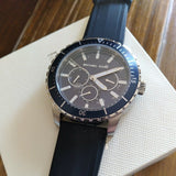 Michael Kors Cunningham Multifunction Blue Dial Black Rubber Strap Watch For Men - MK7160 Authentic Buy Shop Now