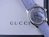 Gucci G Timeless Automatic Mother of Pearl Dial Blue Leather Strap Watch For Women - YA1264113 Authentic Buy Shop Now