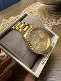 Michael Kors Brinkley Diamonds Gold Dial Gold Steel Strap Watch for Women - MK6187 Authentic Buy Shop Now