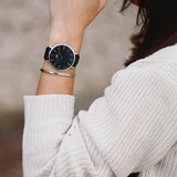Daniel Wellington Classic Sheffield Black Dial Black Leather Strap Watch For Women - DW00100145 Authentic Buy Shop Now