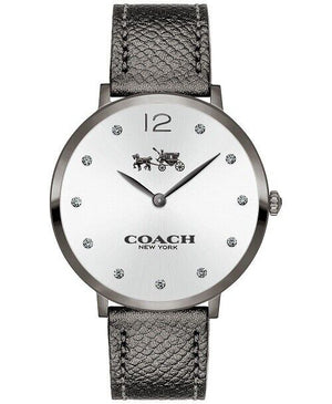 Coach Slim Easton Silver Dial Grey Leather Strap Watch for Women - 14502686 Authentic Buy Shop Now