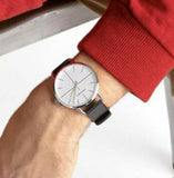 Calvin Klein Even Silver Dial Black Leather Strap Watch for Men - K7B211CY Authentic Buy Shop Now