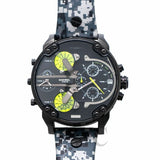 Diesel Big Daddy Chronograph Black Dial Black Leather Strap Watch For Men - DZ7311 Authentic Buy Shop Now