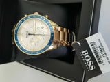 Hugo Boss Trophy White Dial Gold Steel Strap Watch for Men - 1513631 Authentic Buy Shop Now