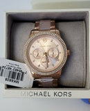Michael Kors Tibby Chronograph Rose Gold Dial Two Tone Steel Strap Watch For Women - MK6828 Authentic Buy Shop Now