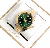 Versace Hellenyium Quartz Green Dial Two Tone Steel Strap Watch For Men - VE3A00720 Authentic Buy Shop Now