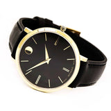 Movado Ultra Slim Black Dial Black Leather Strap Watch For Women - 0607091 Authentic Buy Shop Now